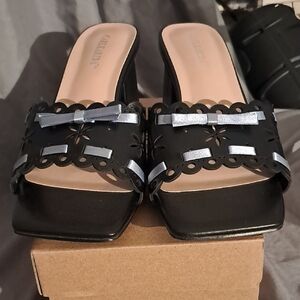 Carl Karida Black and Silver Mules